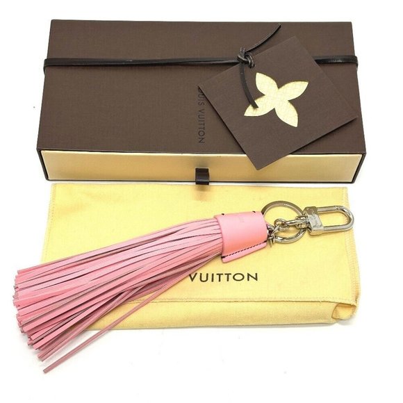 Authentic LOUIS VUITTON MP1770 Tassel Bag Charm Key ring Key Holder Leather pink - Picture 1 of 10